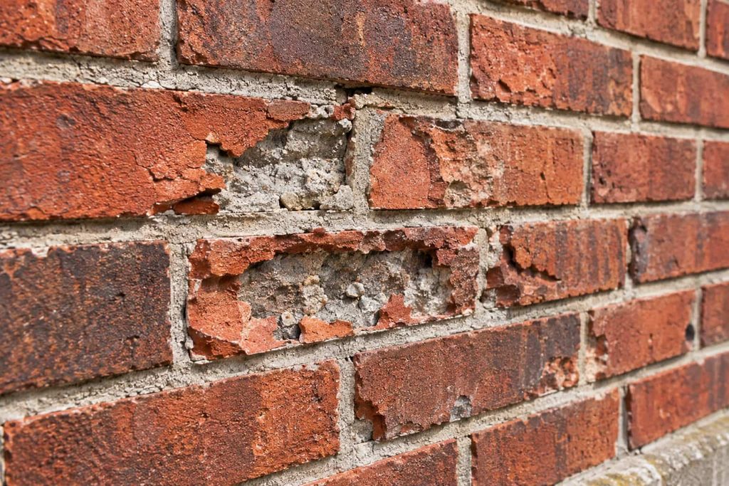 Spalling brick showing masonry damage