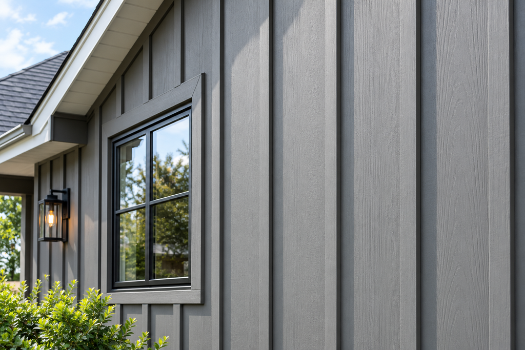 Board-and-batten vertical siding on a house