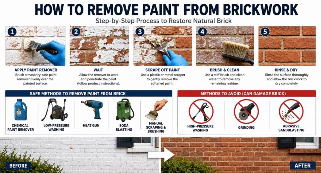 How do you remove paint from brickwork safely step by step
