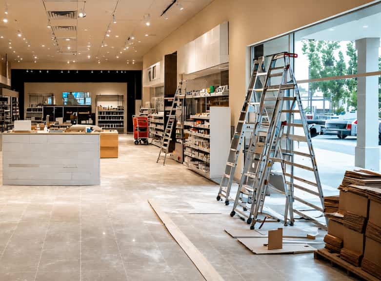 modern showroom under construction in bethesda maryland
