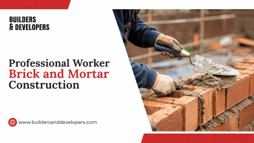 expert worker with bricks and mortar