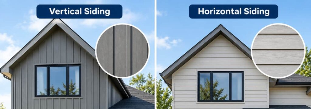Home with vertical and horizontal siding combination